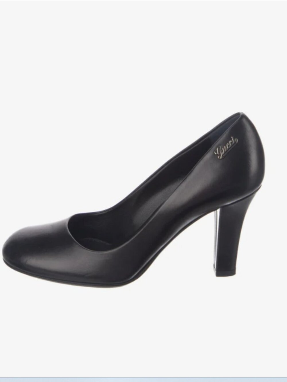 Gucci Black Leather Pumps Size 7.5 Round Toe Career Preppy Old Money Classic